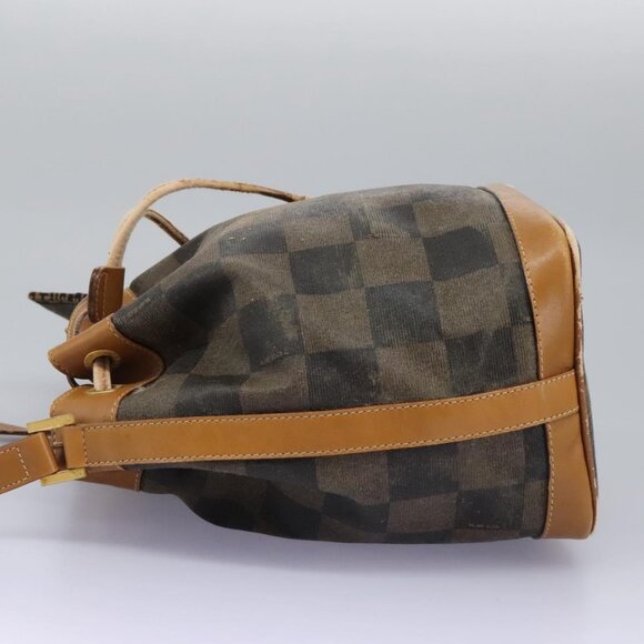 FENDI Pecan Canvas Shoulder Bag PVC Leather Brown Auth - Picture 4 of 16